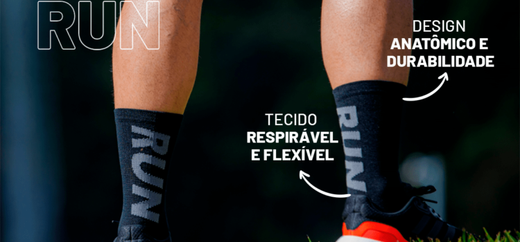 Meia HUPI Run Preto e Cinza: Conforto e Tecnologia para Corredores